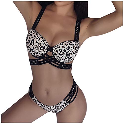 Sylar Bikinis Mujer 2020 Brasileños Push-up con Relleno Conjunto de Bikini Leopardo Dos Piezas Acolchado Bra Reductores Bikini Sexy Tanga Mujer Bañadores Natación Mujer L