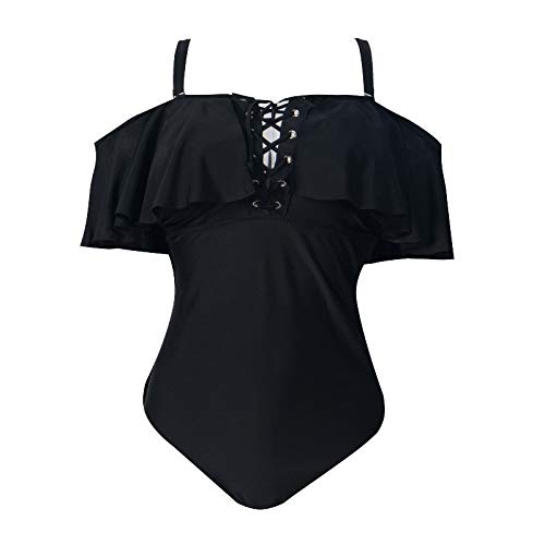 Sylar Mujer Trajes de Baño Una Pieza Talla Grande con Volantes Monokini Bikinis Mujer Push Up con Relleno Bañador de Natación Mujer Hombro Frío Ropa de Playa XXXXL