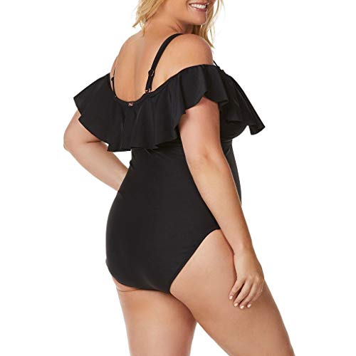 Sylar Mujer Trajes de Baño Una Pieza Talla Grande con Volantes Monokini Bikinis Mujer Push Up con Relleno Bañador de Natación Mujer Hombro Frío Ropa de Playa XXXXL