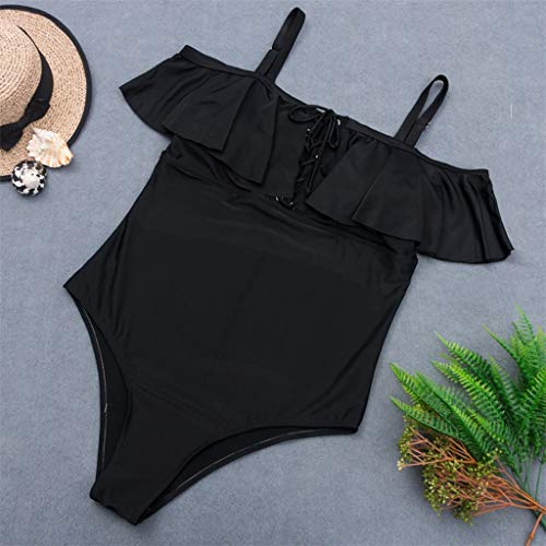Sylar Mujer Trajes de Baño Una Pieza Talla Grande con Volantes Monokini Bikinis Mujer Push Up con Relleno Bañador de Natación Mujer Hombro Frío Ropa de Playa XXXXL