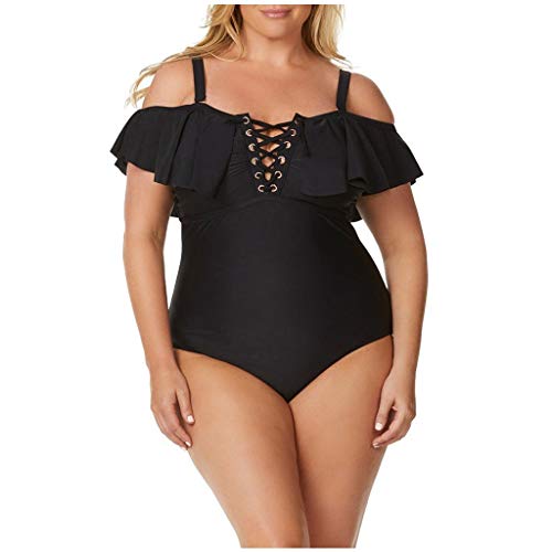 Sylar Mujer Trajes de Baño Una Pieza Talla Grande con Volantes Monokini Bikinis Mujer Push Up con Relleno Bañador de Natación Mujer Hombro Frío Ropa de Playa XXXXL