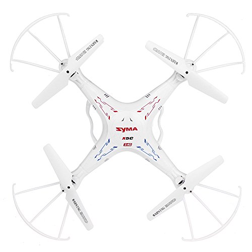 Syma X5C-1 Drone Quadcopter de 6 Ejes con Cámara HD de Alta definición y Control Remoto 2.4G 4CH RTF 2G TF Tarjeta, Color White
