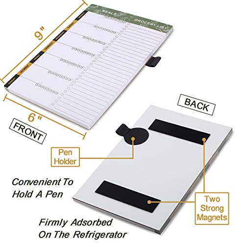 SynLiZy Planificador semanal de comidas planificador de menús magnético con listas de compras de comestibles perforadas de 15 x 23 cm