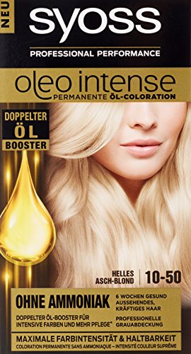 syoss Oleo Intense 10 – 50 brillante ceniza Rubio Color del pelo (3 unidades, X 115 ml)