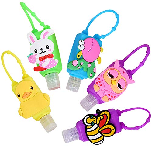 SYSI Botellas de Viaje Portátiles para Niños, 30ml Reutilizable Botella Recargable Vacía - Prueba de Fugas Rellenable Contenedor Botellas de Viaje para Actividades al Aire Libre, Escuela (5PC Animal)