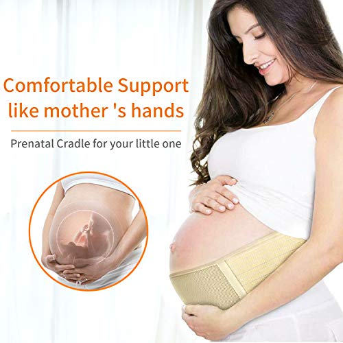 SZCLIMAX Cinturón de maternidad – Soporte elástico transpirable para embarazo, vientre, cintura, espalda, abdomen, postparto, banda pélvica Rosa albaricoque Talla única