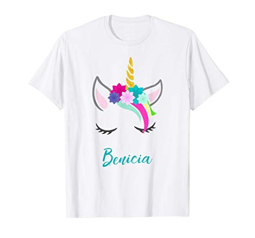 T-Shirt Personalizada Nombre Benicia Unicornio Camiseta