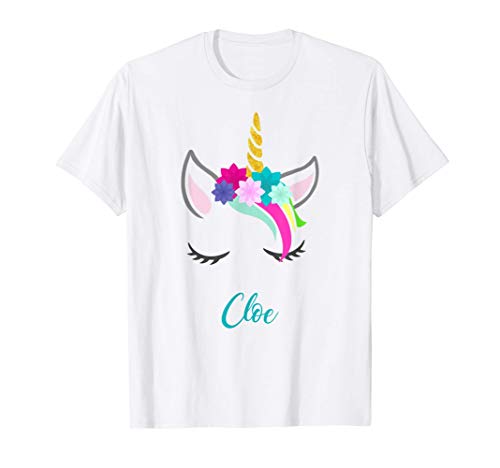 T-Shirt Personalizada Nombre Cloe Unicornio Camiseta