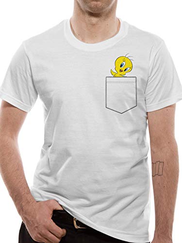 T-Shirt (Unisex-Xxl) Tweety Pocket (White)