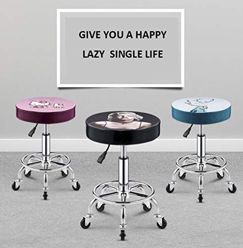 Taburete Elevable con Rueditas，Tabourete Reglable en Altura con Marrón PU Cuero Sintético Asiento，Altura Regulable 45-58 cm，160kg de Capacidad de Carga，Taburetes Sillas para Peluquería Manicura Tatua