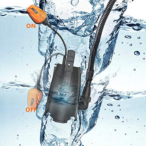 TACKLIFE Bomba Sumergible, Bombas de Aguas Sucias 400W, 9000 L/H, 6M de Inmersión, 5M de Altura de Entrega, 8 Impulsores Potencia, Máx Gránulo 25 mm, Cable de 10M, Interruptor de Flotación GSUP2B