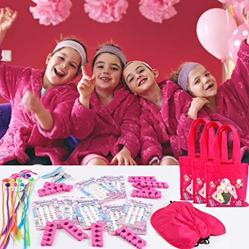 Tacobear 96 Piezas SPA Articulos de Fiesta para Niña Pegatinas Uñas Unicornio Bolsa de Fiesta Lima de Uñas Separador Dedos Pie Pelo Trenzas Antifaz para Dormir Set Fiesta Cumpleaños para Niña Ninos
