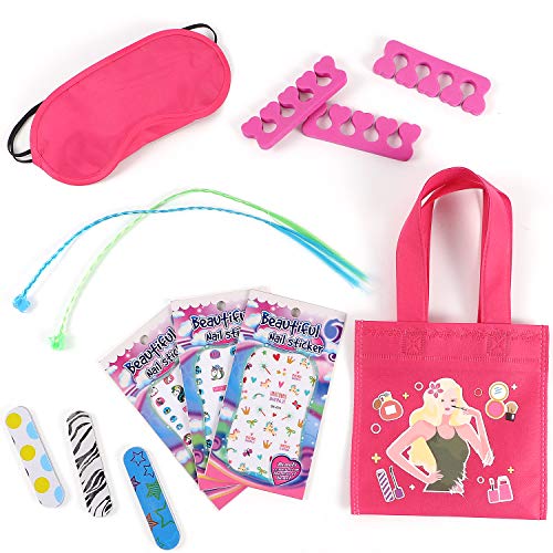 Tacobear 96 Piezas SPA Articulos de Fiesta para Niña Pegatinas Uñas Unicornio Bolsa de Fiesta Lima de Uñas Separador Dedos Pie Pelo Trenzas Antifaz para Dormir Set Fiesta Cumpleaños para Niña Ninos