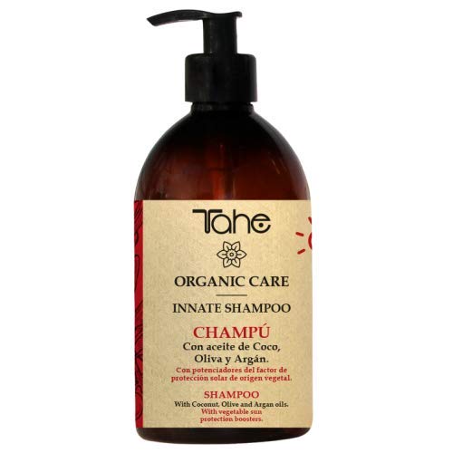 Tahe Champú Innate Organic Care Solar Cabello más Brillante y Ligero con Aceite de Coco, Oliva y Argán sin Siliconas ni Sulfatos, 300 ml