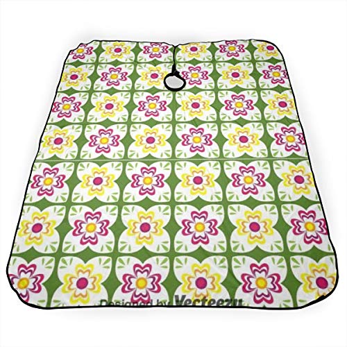 Talavera - Capa de peluquería con diseño de flor sin costuras, con cierre a presión para corte de pelo, estilo y champú, 55 x 66 pulgadas