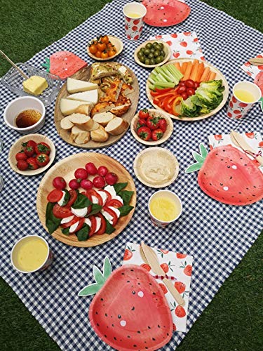 Talking Tables - Juego de 8 tazas de papel reciclables y biodegradables (250 ml), color blanco y rojo fresa, 250 ml, para fiestas, cumpleaños, baby shower, picnic, verano