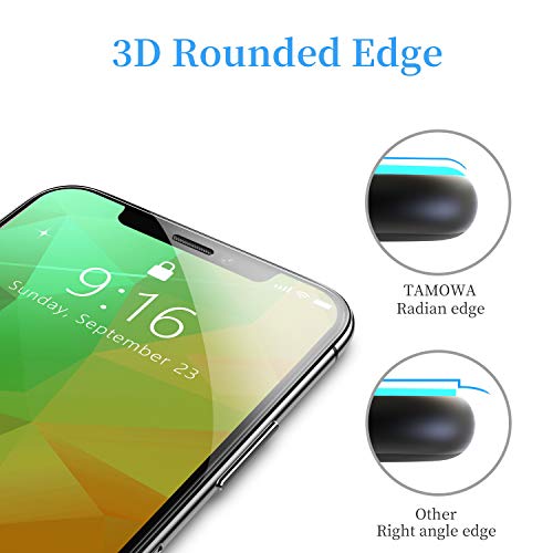 TAMOWA Protector de Pantalla para iPhone 11 Pro MAX/iPhone XS MAX (2 Piezas), 3D Cubierta Completa Vidrio Templado 9H Cristal Templado Premium con Kit de Instalacións (Negro)