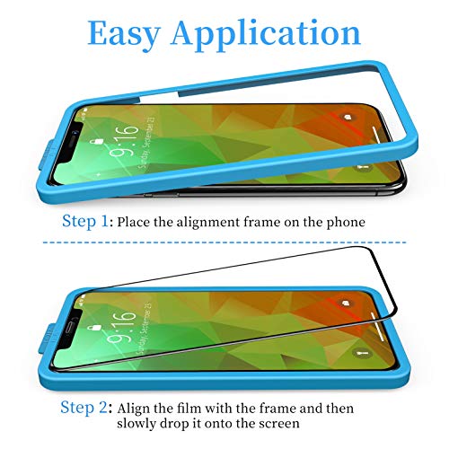 TAMOWA Protector de Pantalla para iPhone 11 Pro MAX/iPhone XS MAX (2 Piezas), 3D Cubierta Completa Vidrio Templado 9H Cristal Templado Premium con Kit de Instalacións (Negro)
