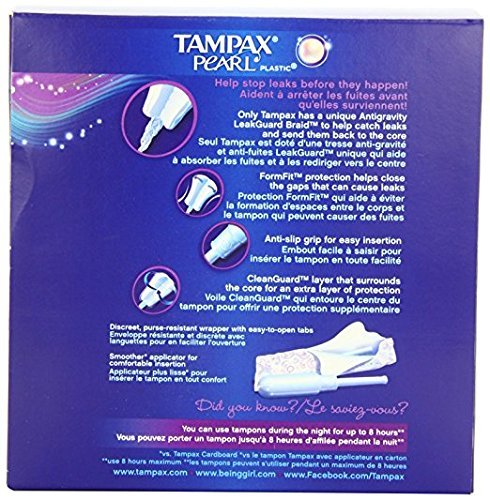Tampax Pearl Plastic Unscented Tampons, Ultra Absorbency, 18 Count by Tampax