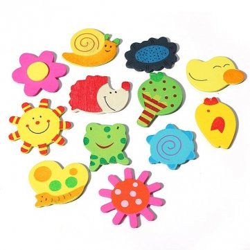 Tanzimarket - De alta calidad de 12 piezas de cocina de la historieta iman de bebé de juguetes educativos de madera