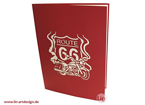 Tarjetas de felicitación Lin Pop Up 3d motocicleta, tarjetas de felicitación Tarjetas de cumpleaños tarjetas de cupones Moto (grande)