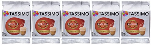 TASSIMO Marcilla Café Cortado - 5 paquetes de 16 cápsulas: Total 80 unidades