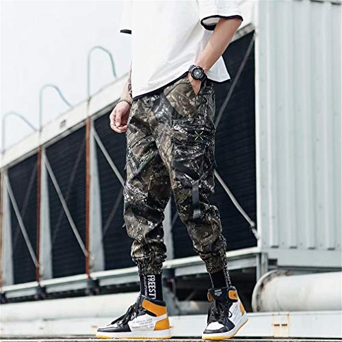 Tasty Life Pantalones De Chándal De Camuflaje para Hombres, Overoles De Camuflaje, Pantalones De Harén Sueltos para Hombres, Pantalones Casuales Deportivos con Vigas.(M,Green)