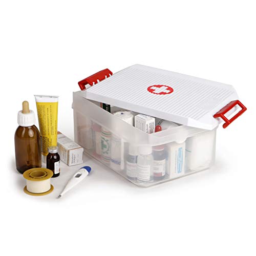 TATAY 1150209 - Caja Botiquin Primeros Auxilios con Tapa, 4,5 l de Capacidad, Plástico Polipropileno Libre de BPA, Blanca con Cruz Roja, 4.5 litros