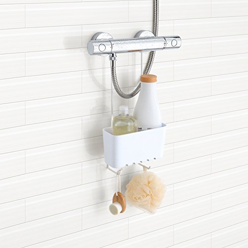 Tatay Standard Single Cesta organizadora de Ducha o bañera Ajustable a Todo Tipo de grifos plástico polipropiel, Blanco, 20.5 x 11 x 41.5 cm