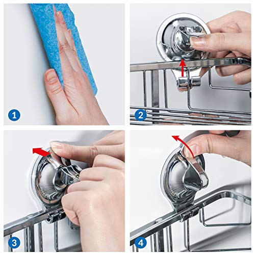 Tatkraft Sakura Bandeja Cesta de Ducha con Toallero Acero Cromado Ventosas Trigger