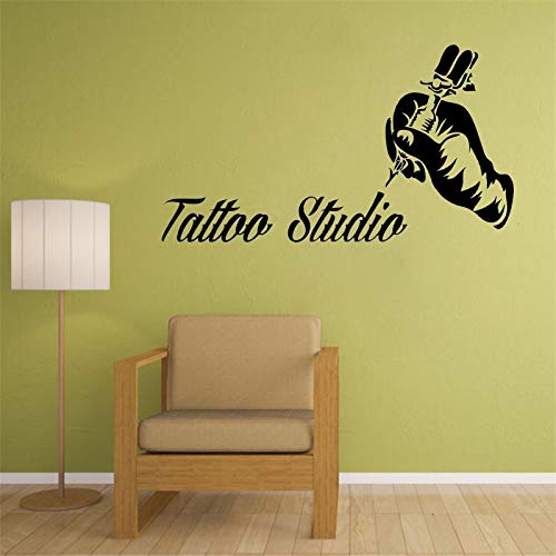 Tattoo studio logo wall art decal tattoo artist design vinilo etiqueta de la pared salón de belleza decoración tattoo studio decoración ventana pegatina A7 57x32cm