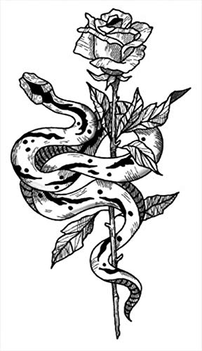 Tatuajes temporales rosas y serpientes para hombre y mujer, tatuaje temporal, para brazos, piernas, pantorrillas, brazos, cuello, 10,5 x 6 cm