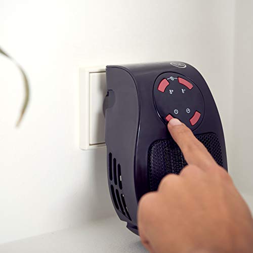 Taurus Tropicano Plug Heater Mini cerámico portátil, Ligero y Compacto, Calefactor sin Cable, termostato programable, 2 intensidades de caudal, Modo enfriamento, 500 W, Negro