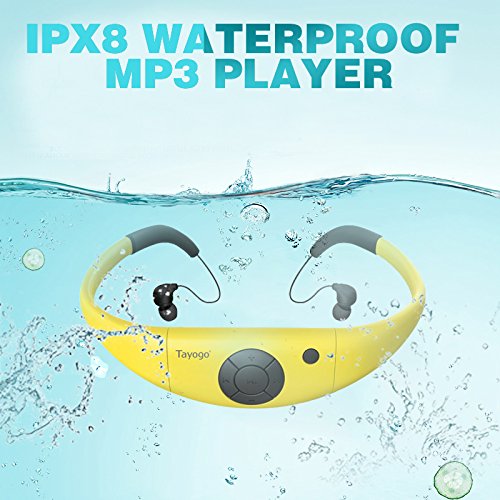 Tayogo Mp3 Natacion,Ipx8 8gb Mp3 Acuatico para Natacion, Correr-Amarillo