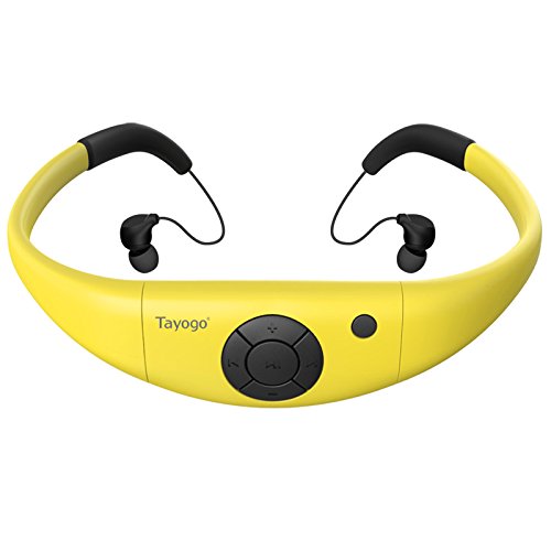 Tayogo Mp3 Natacion,Ipx8 8gb Mp3 Acuatico para Natacion, Correr-Amarillo