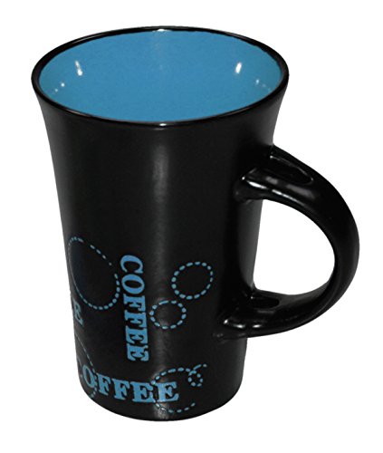Taza de café de cerámica negra multicolor, tamaño XL, sin cuchara, juego de 4, cerámica, azul, 13 x 9 cm