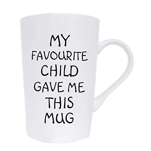 Taza de café divertida con texto en inglés "My Favourite Child Gave Me This taza, Best Dad and Mom, regalo del día del padre y de la madre, idea de regalo de Daughter Son Kids, color blanco 12 onzas