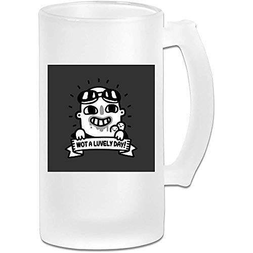 Taza de jarra de cerveza de vidrio esmerilado de 16 oz impresa - Mad Max Fury Road Nux Lovely Day - Taza gráfica