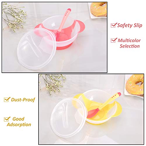 Tazón para bebé - WENTS 2 PCS Tazón con Ventosa para Bebé con la detección de la temperatura PP Material Comestible sin BPA, Anti-caliente