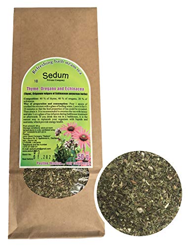 Té Herbal Sedum Mezcla - Tomillo, orégano y equinácea - Té de hierbas sabroso y natural para la sauna - Té refrescante y relajante - Recogido a mano en la UE - 50g