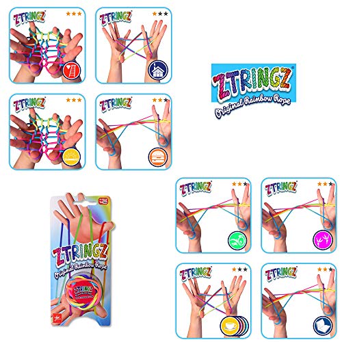 TE-Trend Ztringz Fingerspielzeug Schnurspiel Fadenspiel Seilpuzzle Nudo Bricolaje Manos Juguete Motricidad Niñas 4er Juego Ztringz