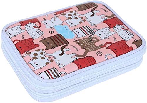 Teamoy Serie de Crochet Kits de Ganchillo Estuche para Crochet Organizador de Agujas Bolsa de Herramientas Juego del Ganchos (incluido accesorios),gato rosado