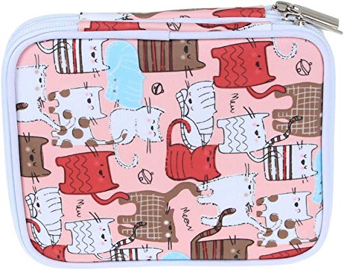 Teamoy Serie de Crochet Kits de Ganchillo Estuche para Crochet Organizador de Agujas Bolsa de Herramientas Juego del Ganchos (incluido accesorios),gato rosado