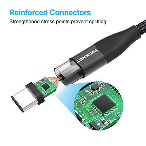 TECKNET Cable USB C (1M / 1.5M / 2M), Cable Tipo C Cable de Cargador Cable de Datos, Trenzado de Nylon para Galaxy, Nexus 5X / 6P, Xiaomi, ChromeBook Pixel y Más,Negro
