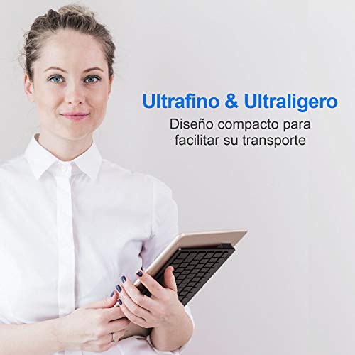 TECKNET Mini Teclado Inalámbrico 2.4G Ultra Delgado, Teclado Portátil de Ordenador con Receptor Nano Teclado Suave y Ergonómico para PC, Android Smart TV, Laptops (Español,con la Ñ)