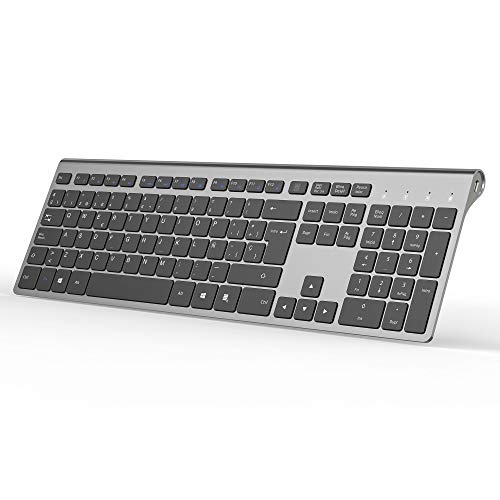 Teclado inalámbrico Recargable, JOYACCESS 2.4G QWERTY Teclado de tamaño Completo, Compacto, ergonómico Teclado para PC, Laptop, Mac y Smart TV, Compatible con Windows 10 / XP / 7/8 / Vista