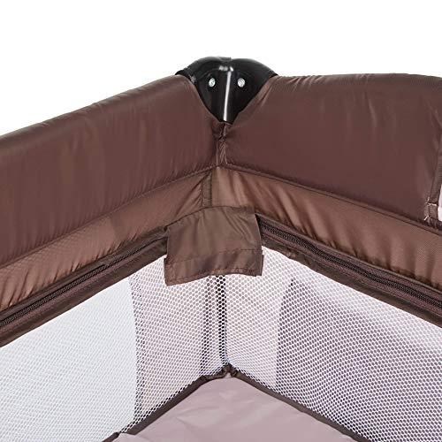 TecTake Cuna infantil de viaje de altura ajustable con acolchado para bebé - disponible en diferentes colores - (Coffee | 400466)