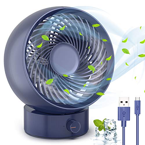 TedGem Ventilador, Ventilador USB Ventilador de Mesa Mini Ventilador USB Silencioso 180 Tipos Velocidad del Viento, Puede Ajustar hacia Arriba y hacia Abajo 20 °, para Oficina/Hogar/Viajar (Azul)