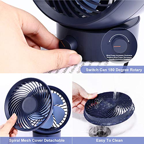 TedGem Ventilador, Ventilador USB Ventilador de Mesa Mini Ventilador USB Silencioso 180 Tipos Velocidad del Viento, Puede Ajustar hacia Arriba y hacia Abajo 20 °, para Oficina/Hogar/Viajar (Azul)