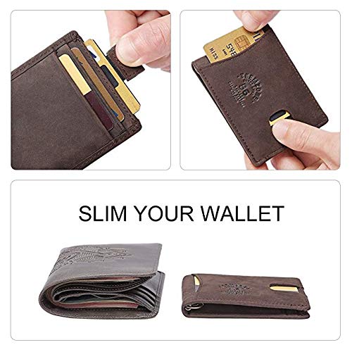 Teemzone RFID Tarjertero Cartera Hombre Billetero Piel Clip de Dinero Proteger la Privacidad Personal (CAF¨¦)